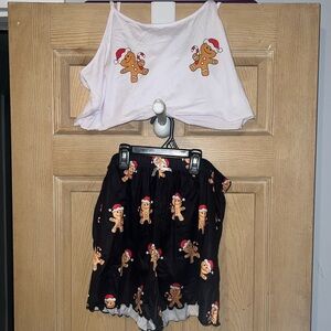 SHEIN Black and Red Gingerbread Pajama Set